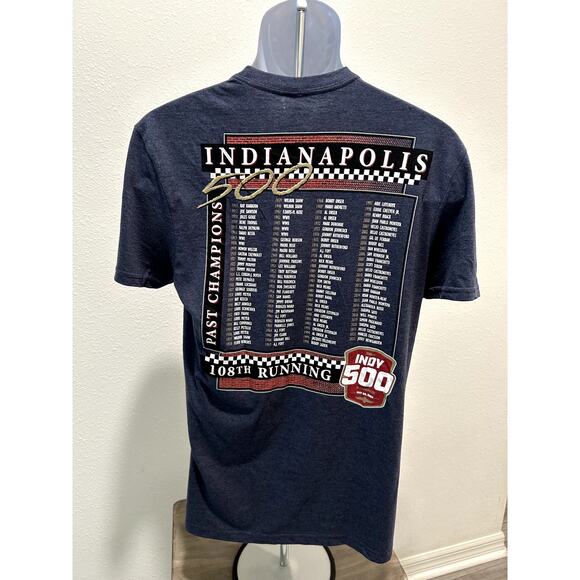 Indianapolis Mens T-Shirt-24 Indy 500 Champs Heather Navy Small Racing Tee New - Picture 4 of 6